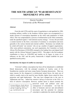 EFFECTS ON CONSCRIPTION IN SOUTH AFRICA: