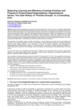 Balancing Learning and Efficiency Crossing Practices and Projects