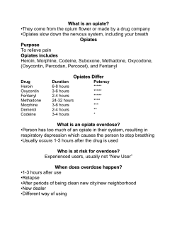 What is an opiate? •They come from the opium flower or made by a