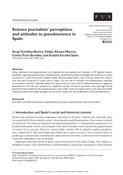 Science journalists` perceptions and attitudes to pseudoscience in
