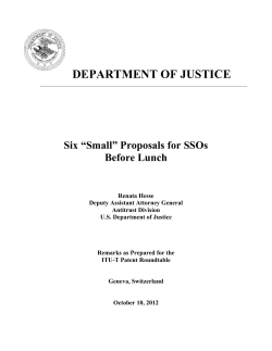 Six &ldquo;Small&rdquo; Proposals for SSOs Before Lunch