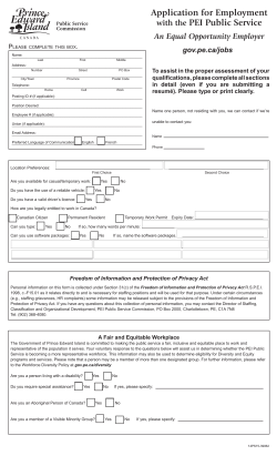 Application for Employment with the PEI Public Service An Equal