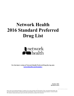 Network Health 2016 Standard Preferred Drug List