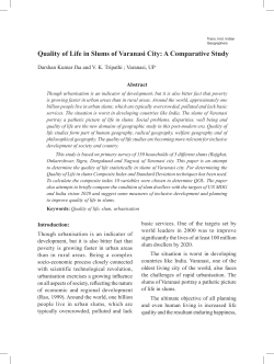 Quality of Life in Slums of Varanasi City: A Comparative Study