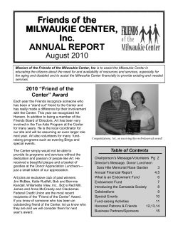 Friends of the MILWAUKIE CENTER, Inc. ANNUAL REPORT