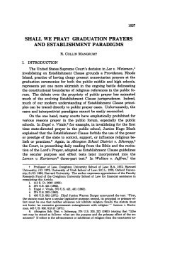 shall we pray? graduation prayers and establishment paradigms