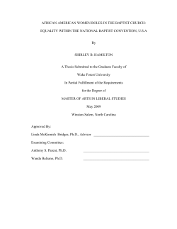 AFRICAN AMERICAN WOMEN ROLES IN THE BAPTIST CHURCH