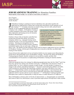 JOB READINESS TRAINING for Homeless Families
