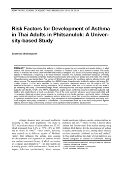 Risk factor for Allergic Asthma - Health Science Journals in Thailand