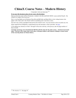 ChinaX Course Notes &ndash; Modern History