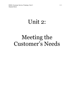 Unit 2: Meeting the Customer`s Needs