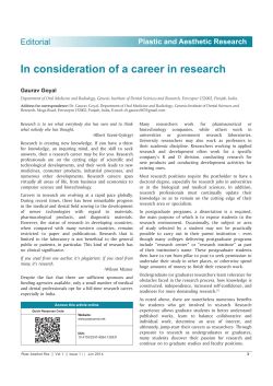 In consideration of a career in research