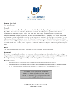 Property Case Study Subrogation Example Scenario An extensive