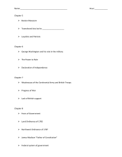 Chapter 5 Boston Massacre Townshend Acts led to