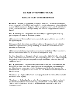 THE RULE ON THE WRIT OF AMPARO SUPREME COURT OF THE