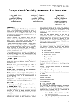 Automated Pun Generation - International Journal of Computer