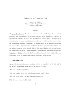 References in Narrative Text Janyce M. Wiebe Department