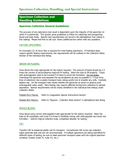 Specimen Collection, Handling, and Special