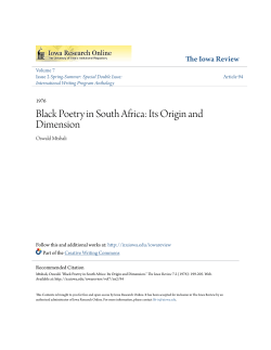 Black Poetry in South Africa: Its Origin and