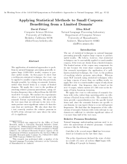 Applying Statistical Methods to Small Corpora: Bene tting from a