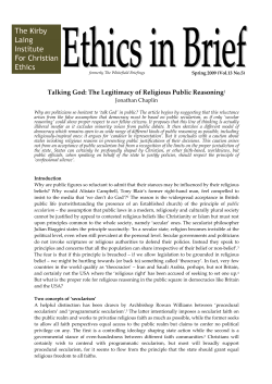 Talking God: The Legitimacy of Religious Public Reasoning