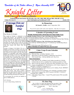 Newsletter of the Father Abram J. Ryan Assembly 1087 A message