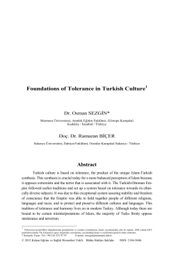 Foundations of Tolerance in Turkish Culture Abstract