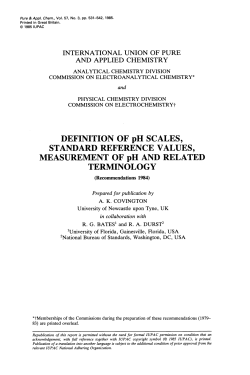 Definition of pH scales, standard reference values