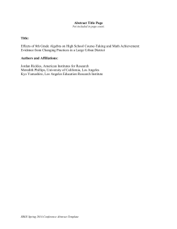 Effects of 8th Grade Algebra on High School Course