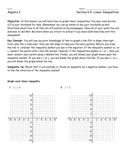 Algebra I Section 6.5: Linear Inequalities