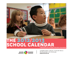 The 2012-2013 School Calendar - Canadian Education Association