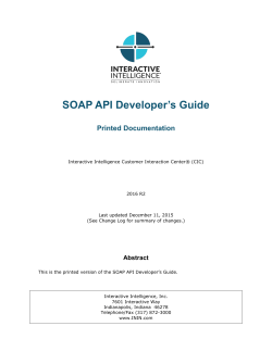 SOAP API Developer`s Guide - PureConnect Resource Center
