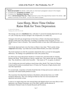 Less Sleep, More Time Online Raise Risk for Teen Depression