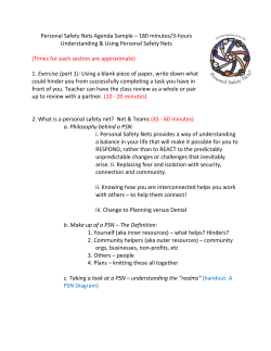 Personal Safety Nets Agenda Sample &ndash; 180 minutes/3