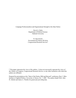 Campaign Professionalism and Organizational Strength in the State