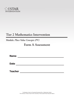 Tier 2 Mathematics Intervention Form A Assessment