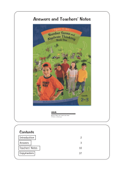 Number Sense and Algebraic Thinking Book One Levels 2-3