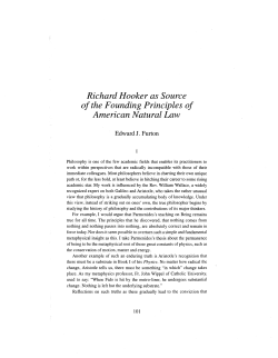 Richard Hooker as Source of the Founding Principles of American