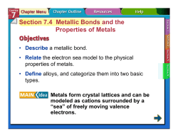 Section 7.4 Metallic Bonds and the Properties of Metals