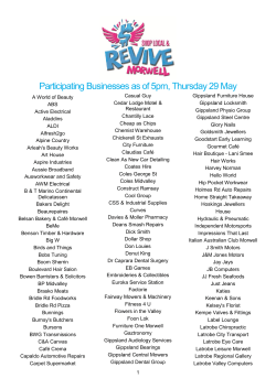 Participating Businesses as of 5pm, Thursday 29 May