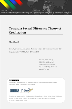 Journal of French and Francophone Philosophy / Revue de la