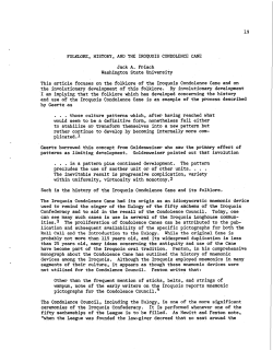 FOLKLORE, HISTORY, AND THE IROQUOIS CONDOLENCE CANE