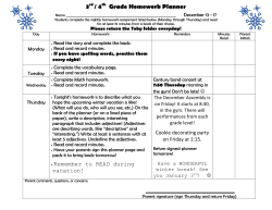 3rd / 4th Grade Homework Planner