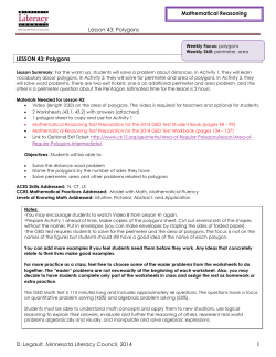 Lesson 43: Polygons D. Legault, Minnesota Literacy Council, 2014 1