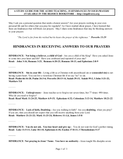 hindrances in receiving answers to our prayers