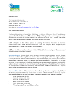 Letter - National Association of Dental Plans