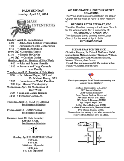PALM SUNDAY Sunday, April 13, 2014