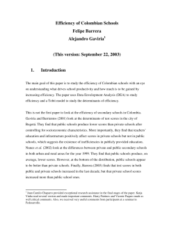 Efficiency of Colombian Schools Felipe Barrera