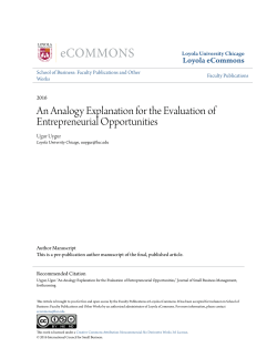 An Analogy Explanation for the Evaluation of Entrepreneurial