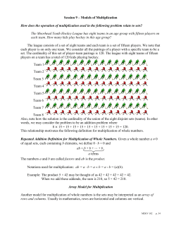 Session 9 &ndash; Models of Multiplication How does the operation of